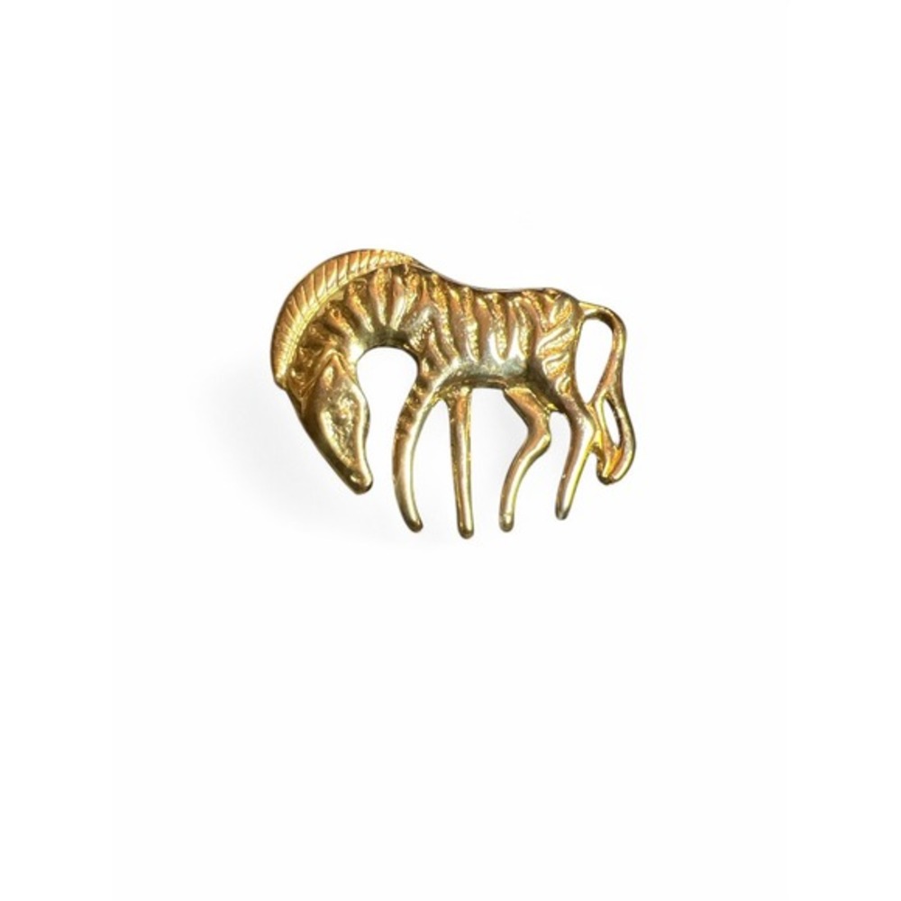 Zebra Brooch Gold Tone Animal Pin Vintage Style Fashion‎ Jewelry